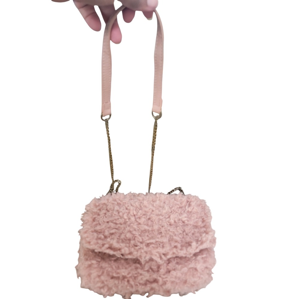 Universal Thread Pink Faux Shearling Sherpa Crossbody Bag Chain Strap Rose